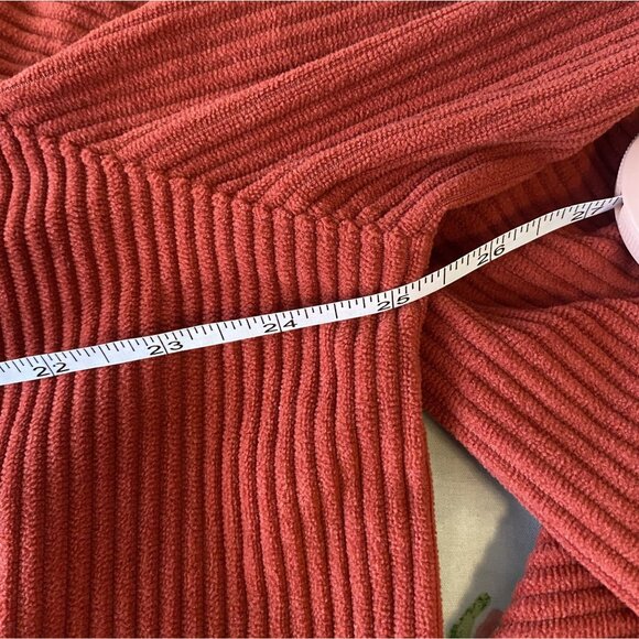 Alfred Dunner L Ribbed Super Soft Red Orange Button Up Shirt Jacket Shacket - Picture 9 of 9